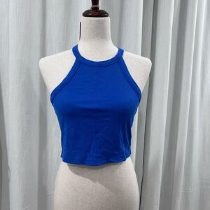 Blue Halter Crop Top